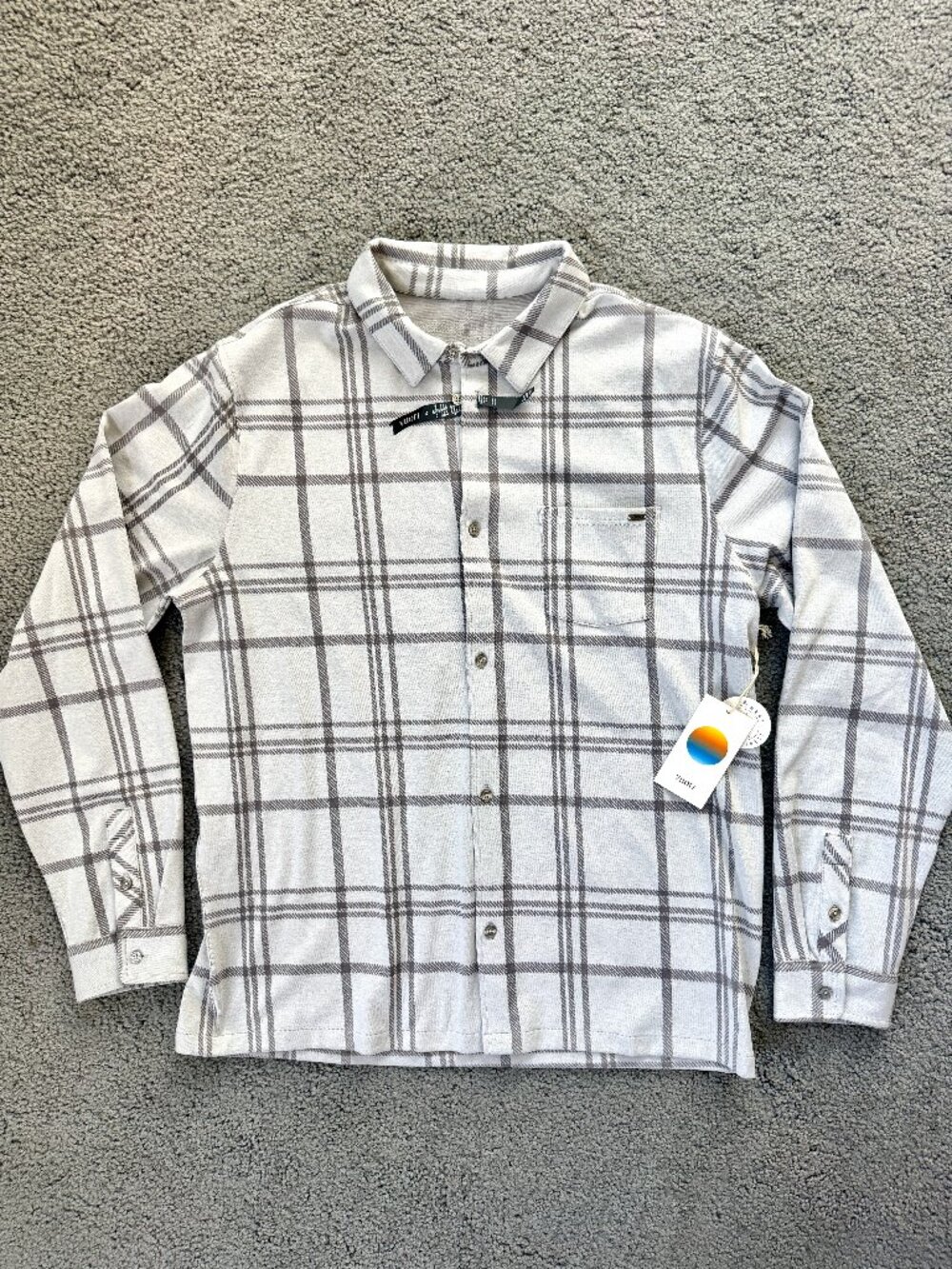 NWT Vuori Seaview Plaid Performance Buttondown Shirt Frost Gray Mens XL